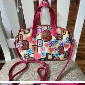 Dooney and Bourke hearts flowers bubble letters purse